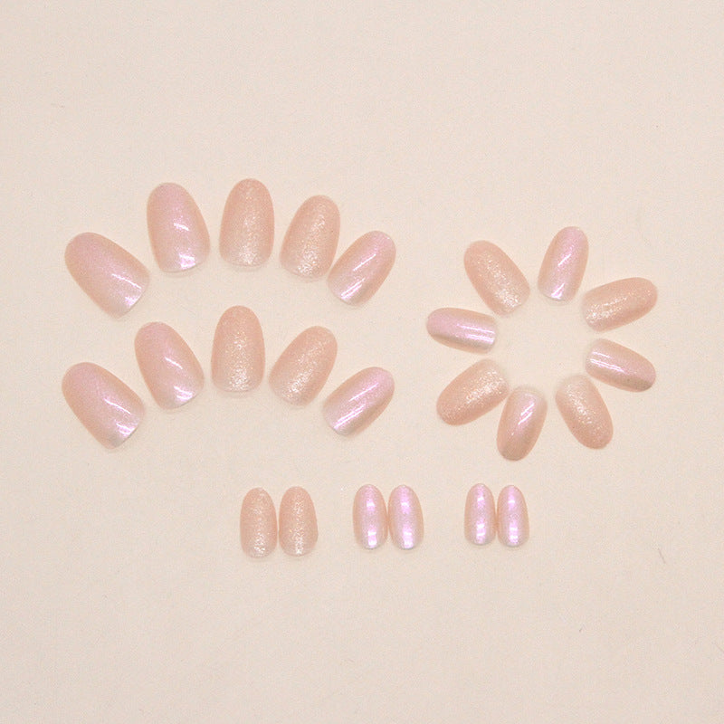 Aurora Shimmer & Glitter Press-On Nails, Oval on hand