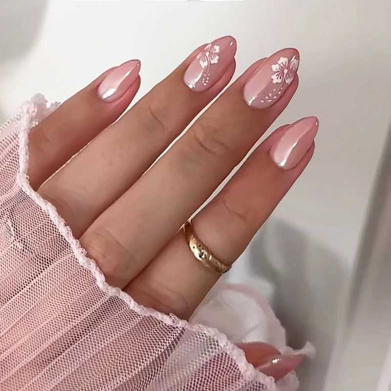 Ombre Gradient & French Tip Press-On Nails, Almond, 30-Piece Set – front view