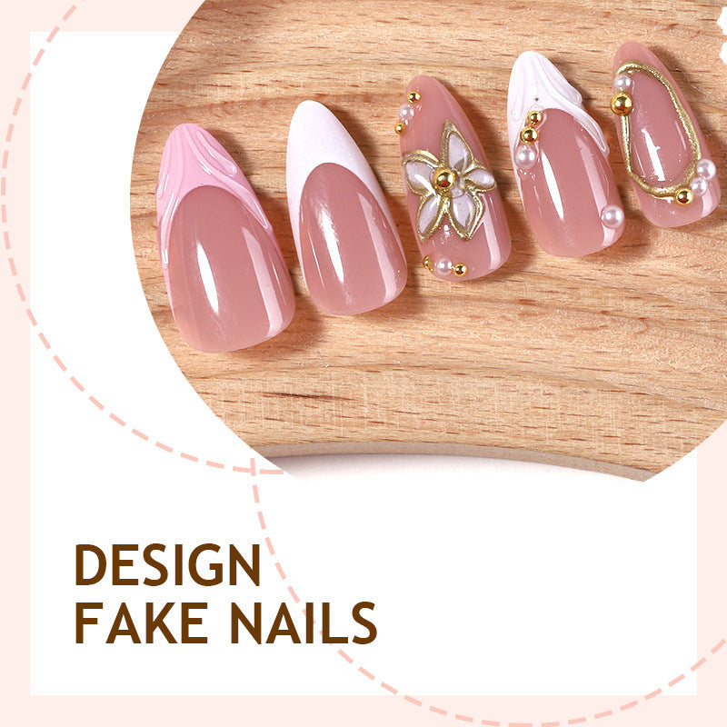 Floral French Press-On Nails – side angle
