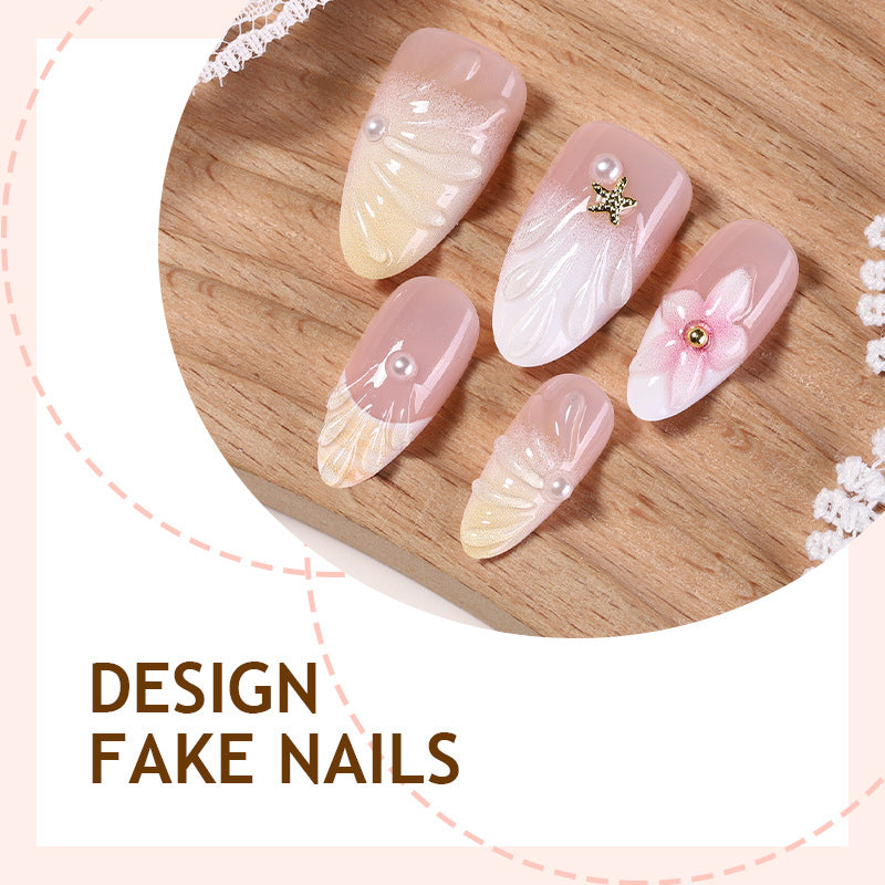 3D Flower & Floral French Press-On Nails – side angle