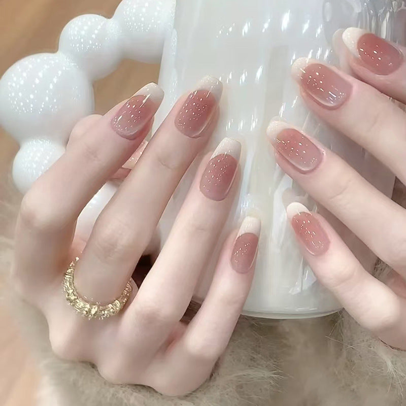 Cat Eye & French Tip Cat Eye Nails, Short Ballerina, 24 Pieces – front view
