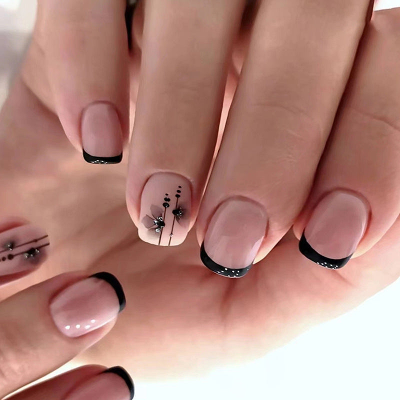 French Tip French Nails, Short, 24 Pieces – front view