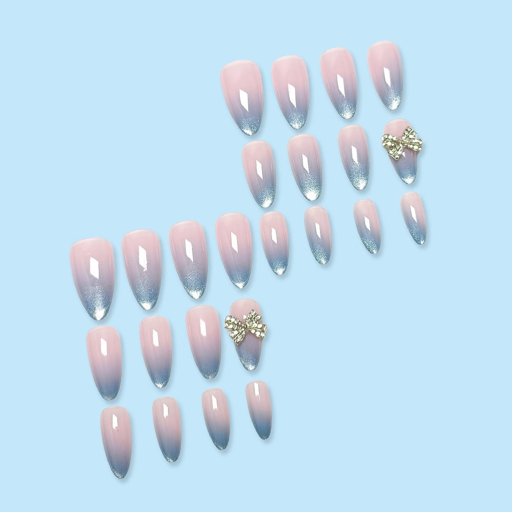 Bowknot & Glitter Press-On Nails on hand
