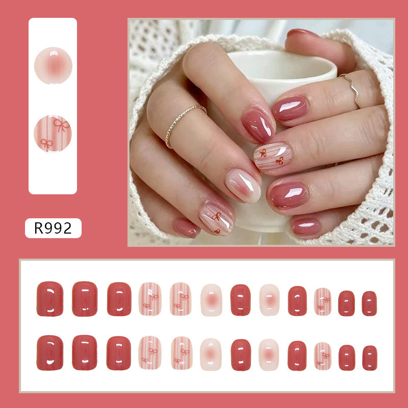 Bowknot Press-On Nails, Short – close-up detail