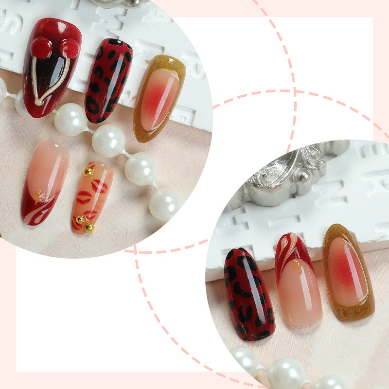 Leopard Print Press-On Nails, Medium, 30-Piece Set – side angle