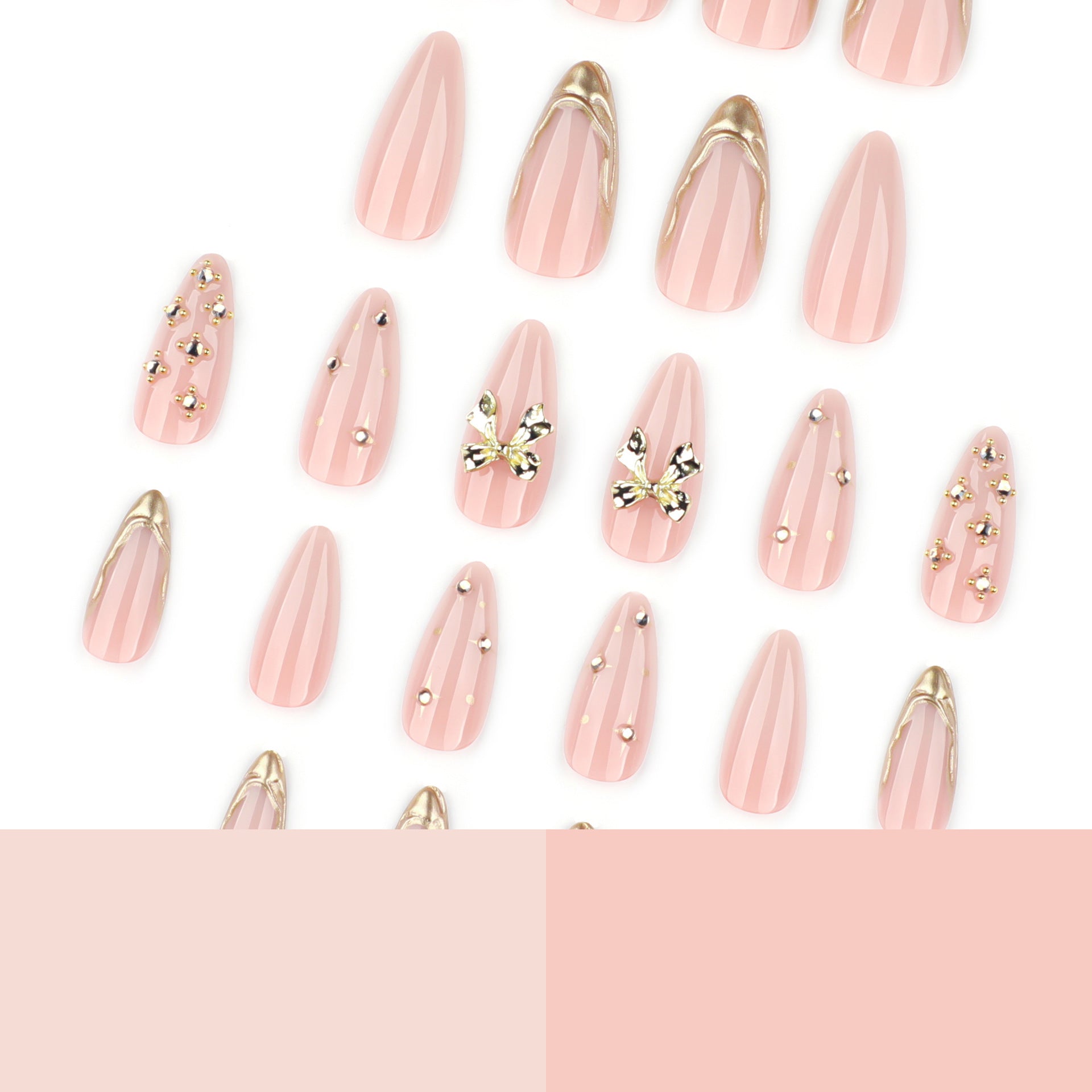 Bowknot & French Tip French Nails, Short Almond, 24 Pieces on hand