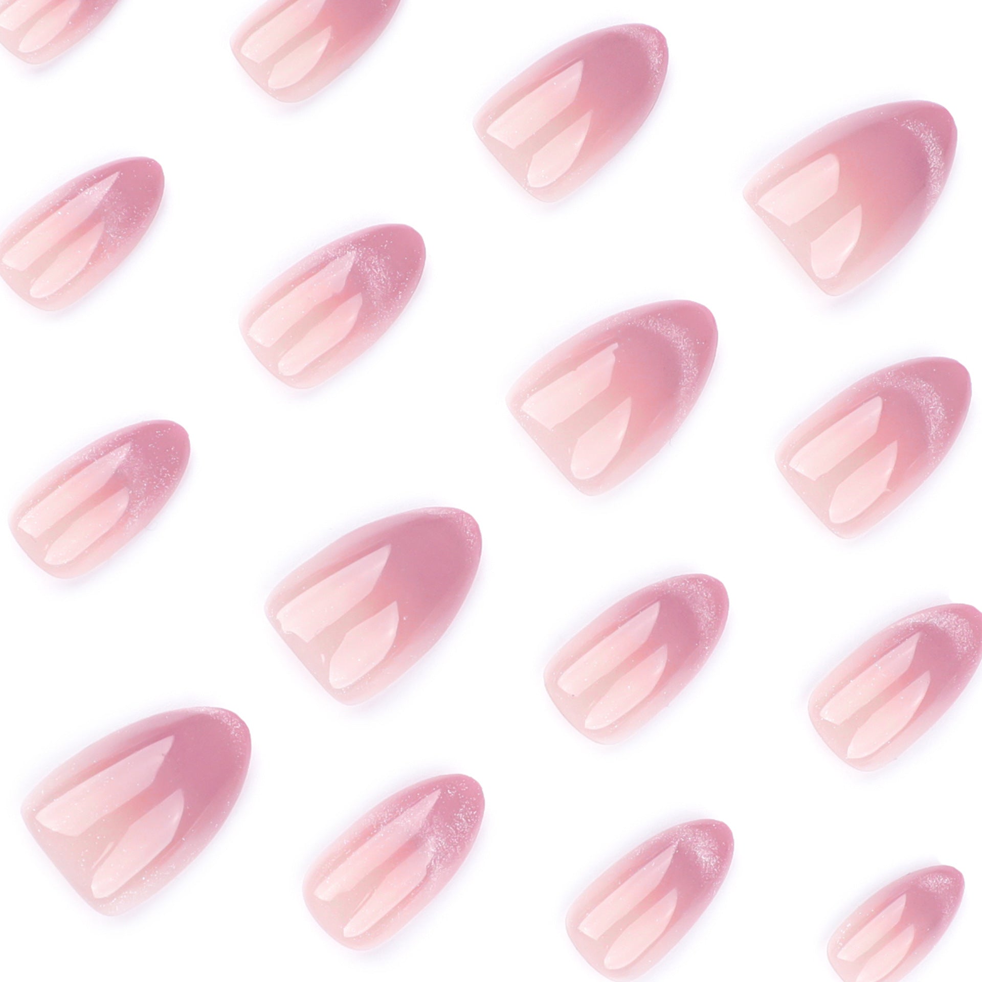 French Tip & Cat Eye French Press-On Nails, Short Almond – side angle