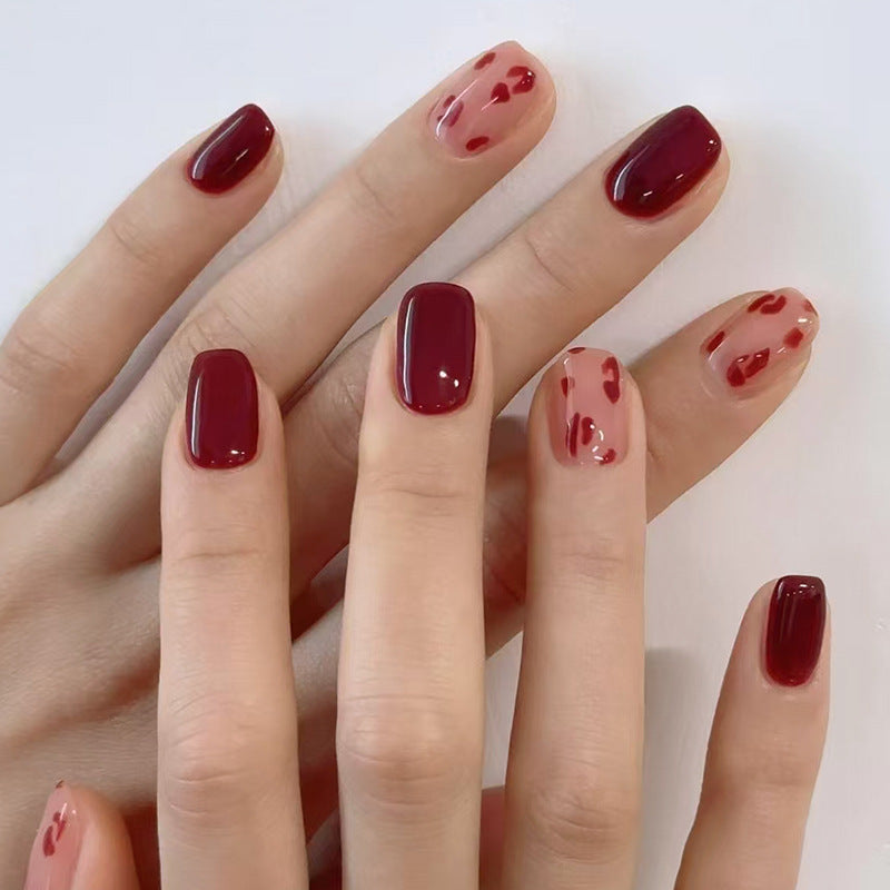 Short Square Leopard Print Press-On Nail Set (24 Pieces) – front view