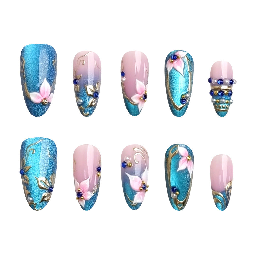 Cat Eye & Gold-Plated Press-On Nails, 30-Piece Set on hand