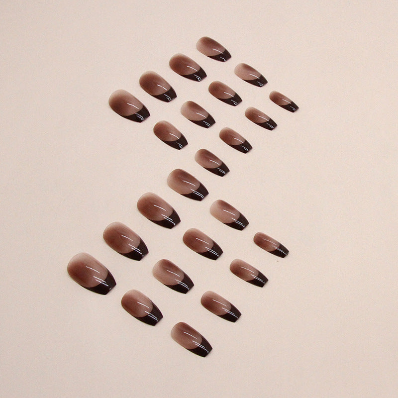 French Tip French Nails, Medium Ballerina, 24 Pieces – side angle