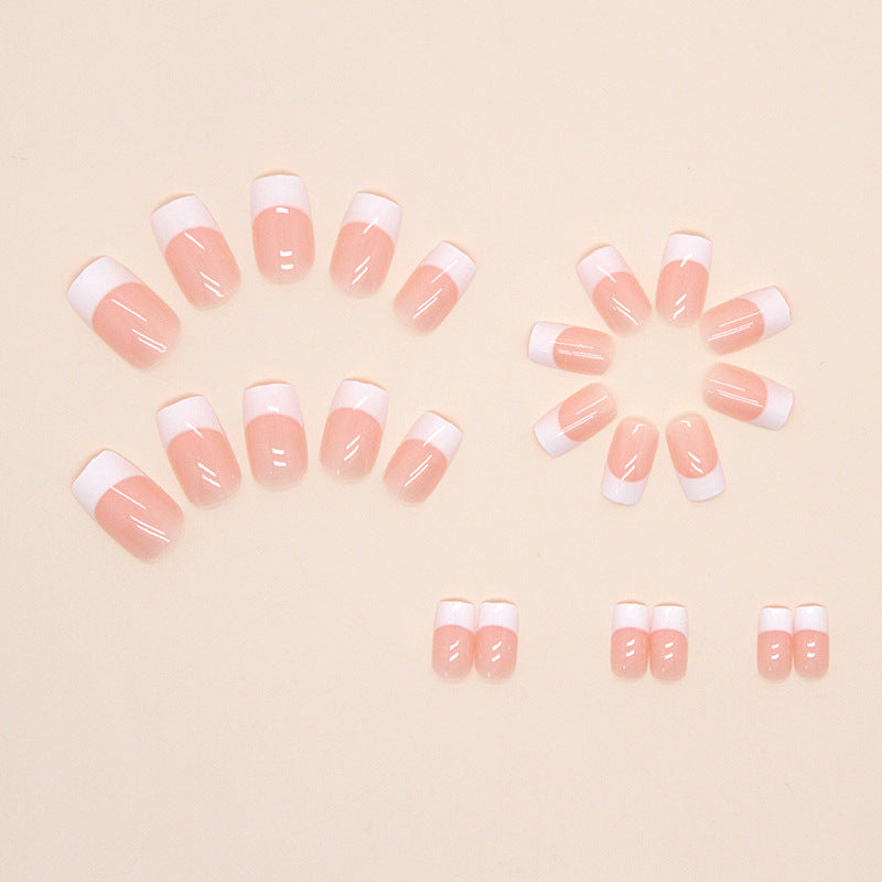 Classic French Tip Press-On Nails, Medium Square, 24-Piece Set on hand