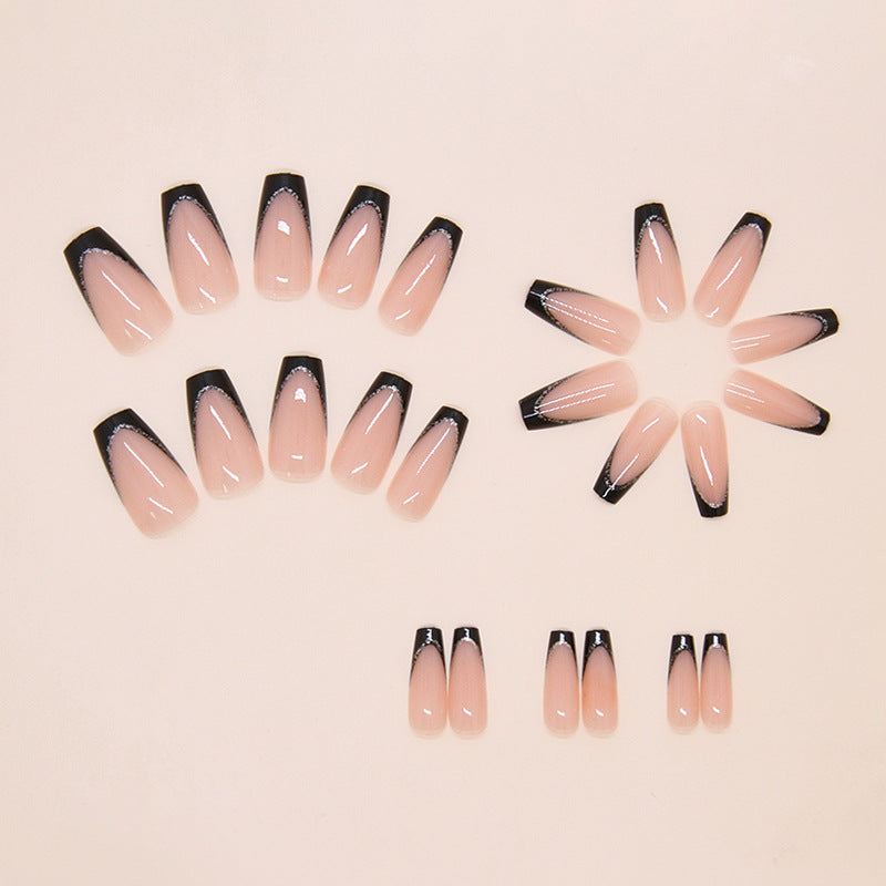 Glitter & French Tip Press-On Nails, Medium Ballerina, 24-Piece Set on hand