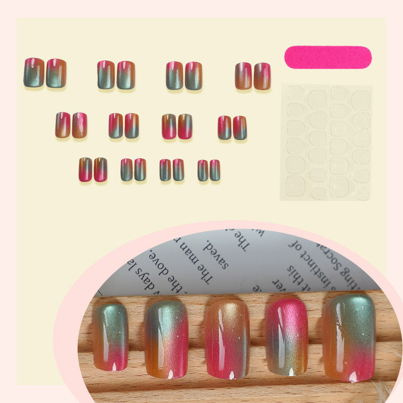 Cat Eye & Beaded Detail Press-On Nails – close-up detail
