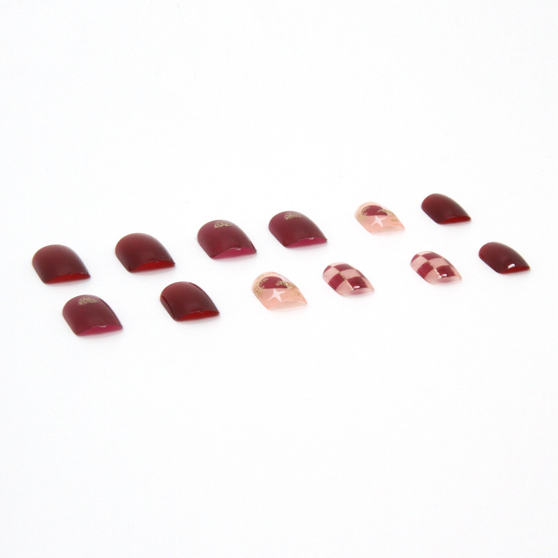 Checker Print & Checkerboard Gel Press-On Nails, 24 Pieces on hand