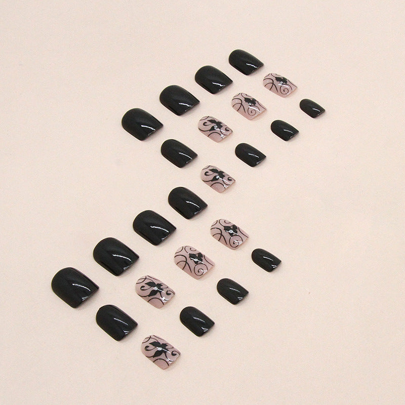 Butterfly Gel Press-On Nails, Short, 24 Pieces – side angle