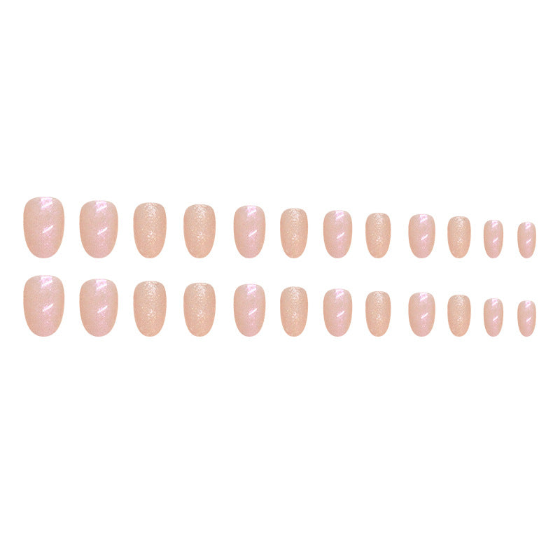 Aurora Shimmer & Glitter Press-On Nails, Oval – full set laid out