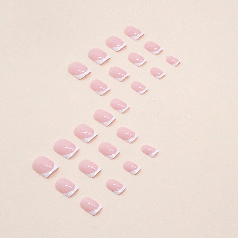 French Tip Press-On Nails, Short – side angle