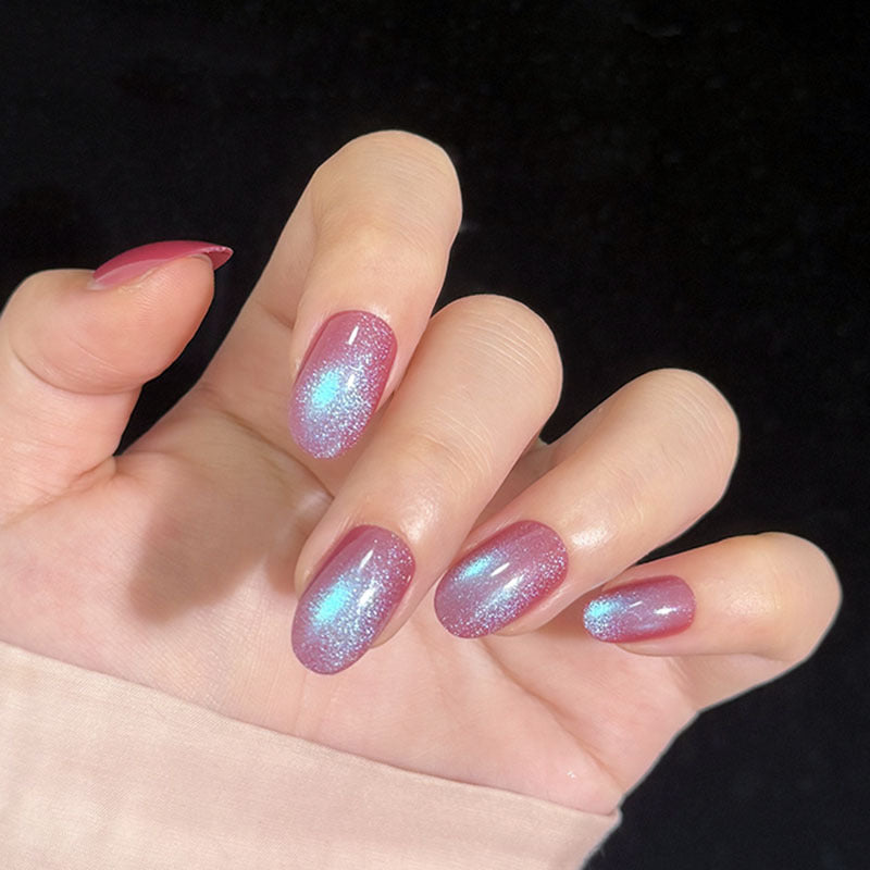 Beaded Detail & Cat Eye Press-On Nails – front view