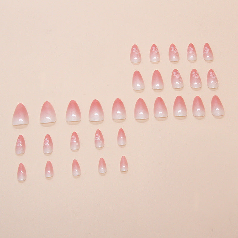 Ombre Gradient & French Tip Press-On Nails, Almond, 30-Piece Set – side angle