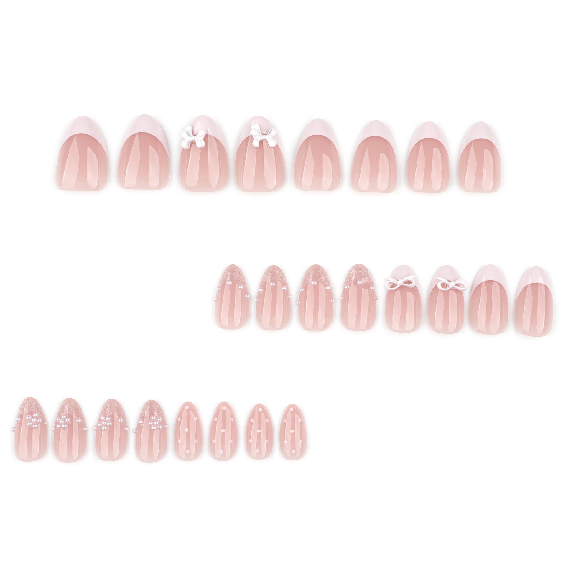 French Tip & Cat Eye Press-On Nails, Short Almond – close-up detail