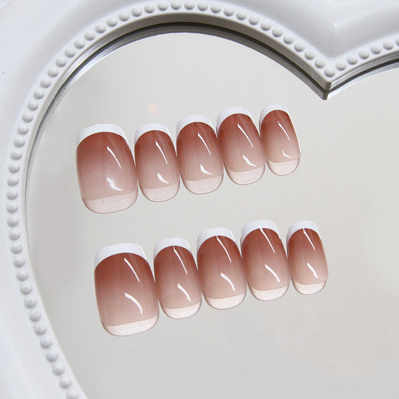 Ombre Gradient & French Tip Ombre Nails, Short, 30 Pieces – side angle