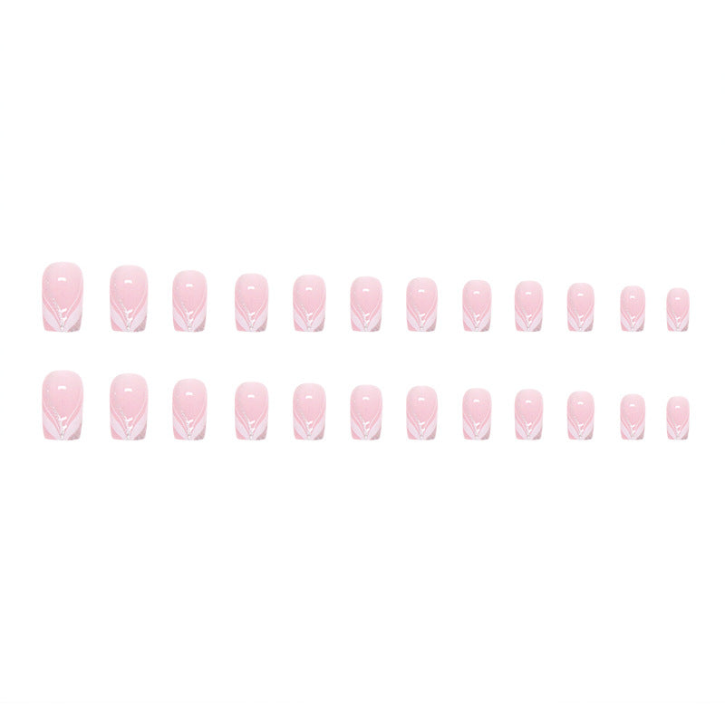 Silver Accent Press-On Nails, Square, 24-Piece Set – full set laid out