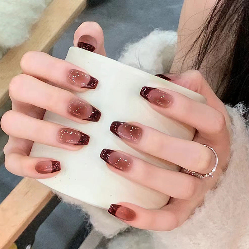 French Tip French Nails, Medium Ballerina, 24 Pieces – front view