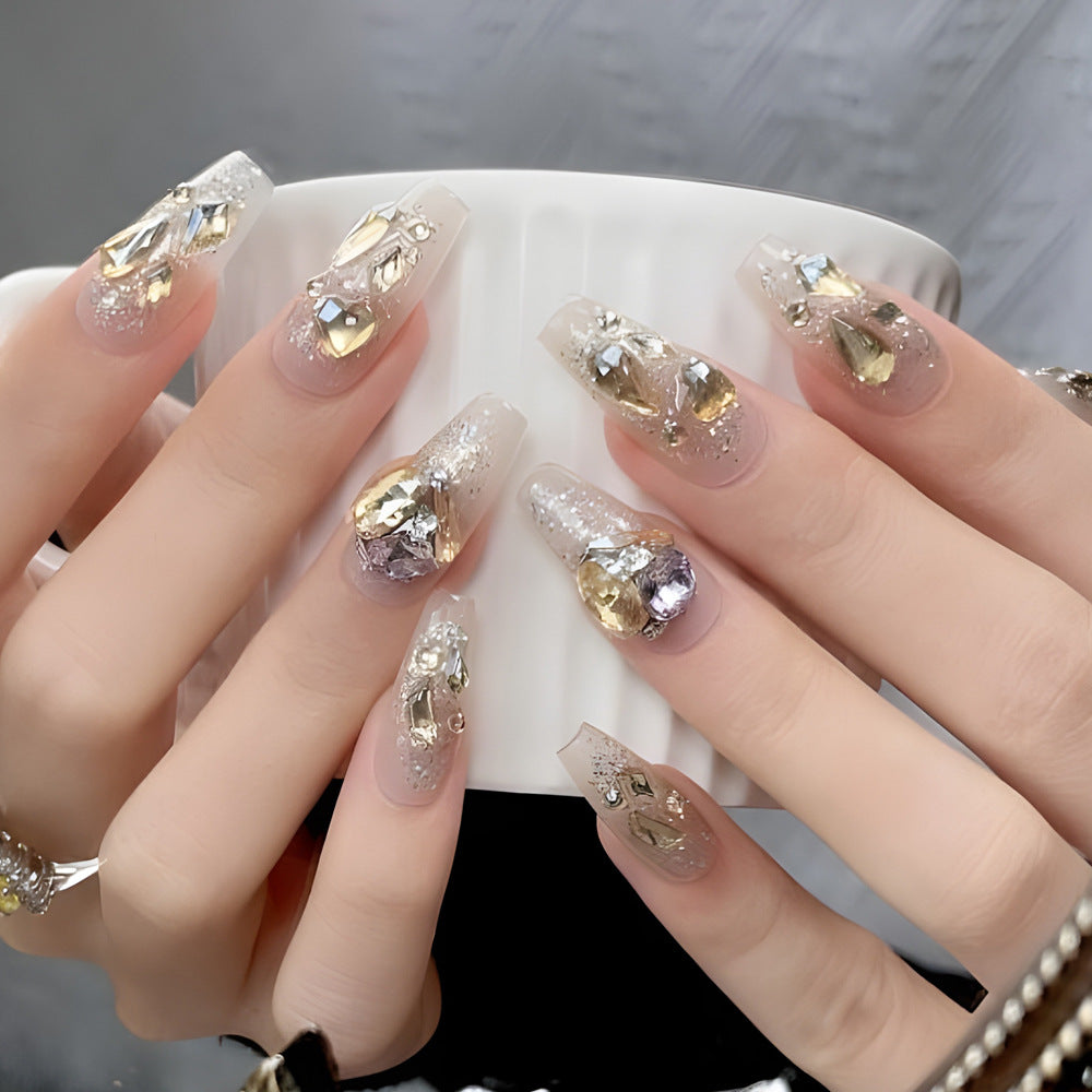 Ice-Clear & Glitter Nails, 10 Pieces – front view