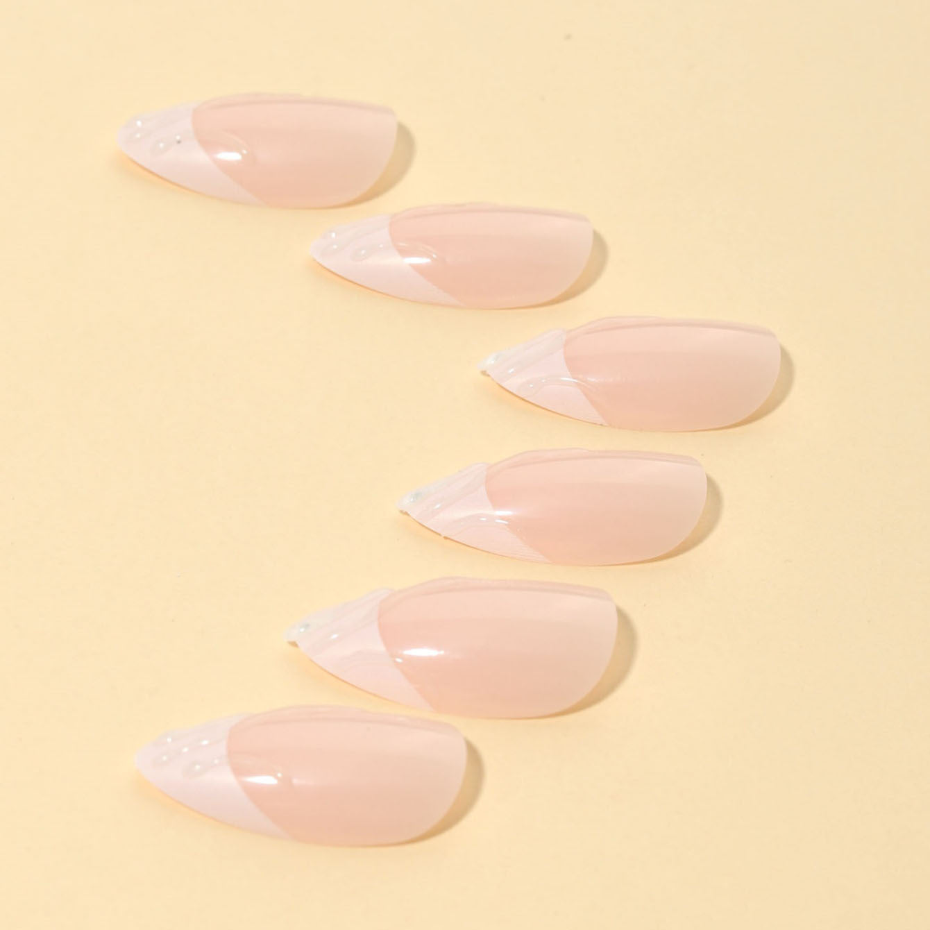 French Tip & Wave Texture Press-On Nail Set (24 Pieces) – side angle