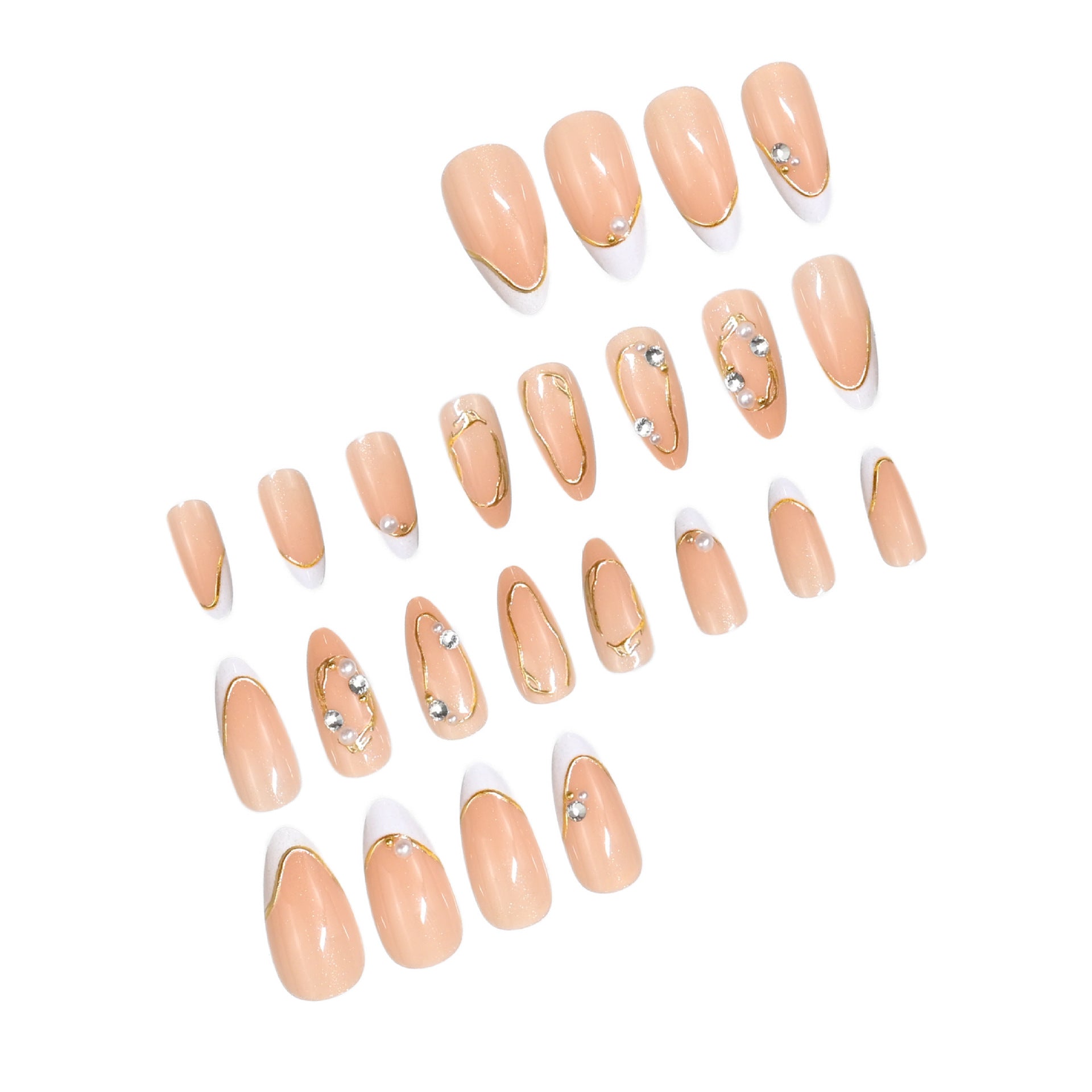 Rhinestone & Glitter Press-On Nails, Medium Almond, 24-Piece Set – close-up detail
