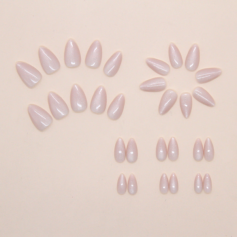 Glitter & Cat Eye Press-On Nails, Short Almond on hand