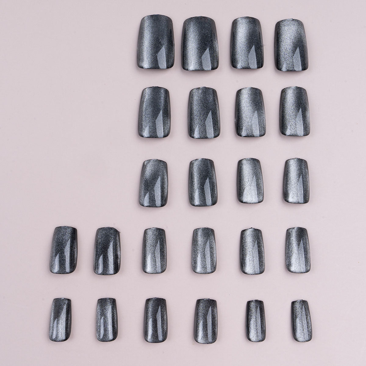 Crystal & Cat Eye Press-On Nails, Short Square, 24-Piece Set – side angle