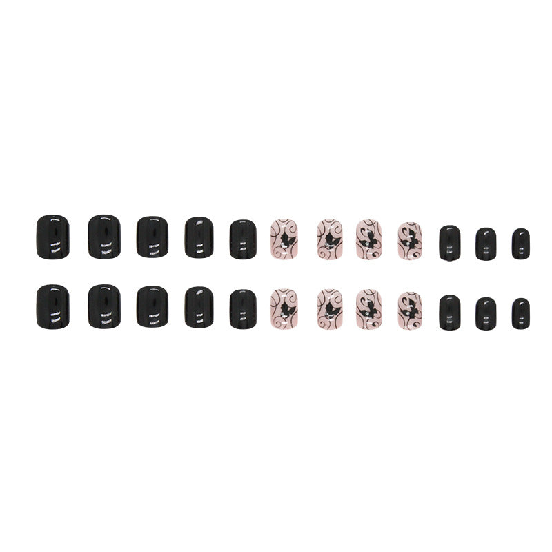 Butterfly Gel Press-On Nails, Short, 24 Pieces – full set laid out