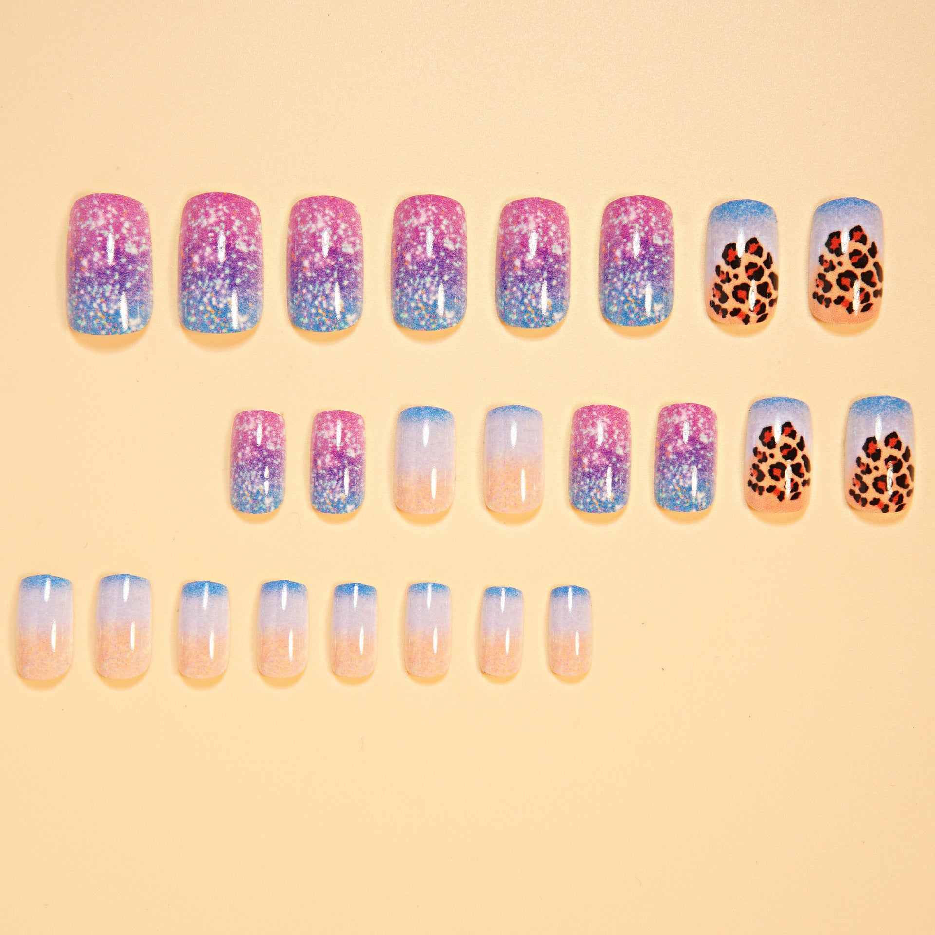 Pearl Detail & Leopard Print Press-On Nail Set (24 Pieces) – side angle