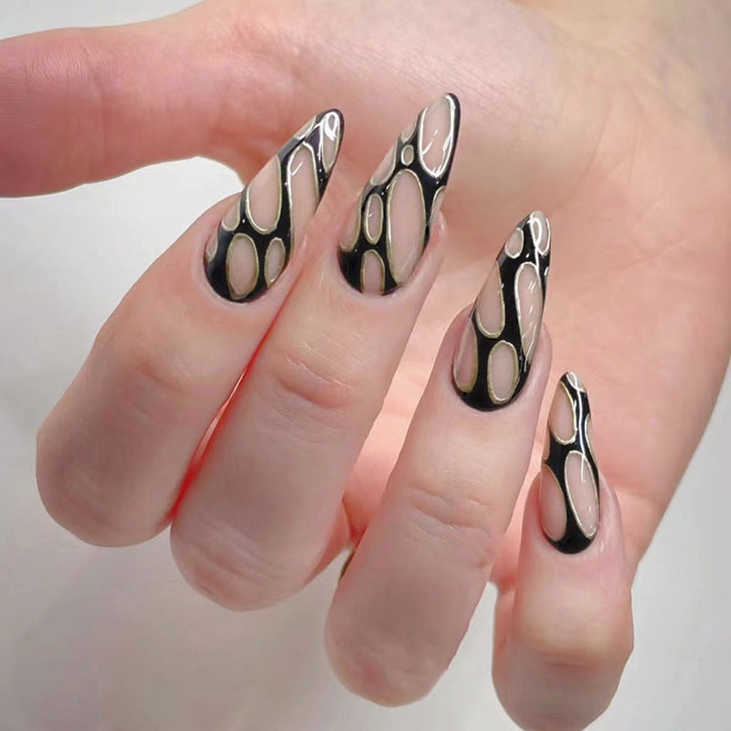 Black Tone Almond Nails, Almond, 24 Pieces – front view