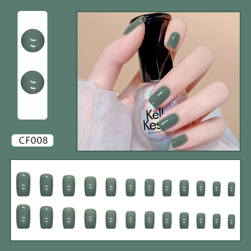 Square Solid Color Press-On Nail Set (24 Pieces) on hand