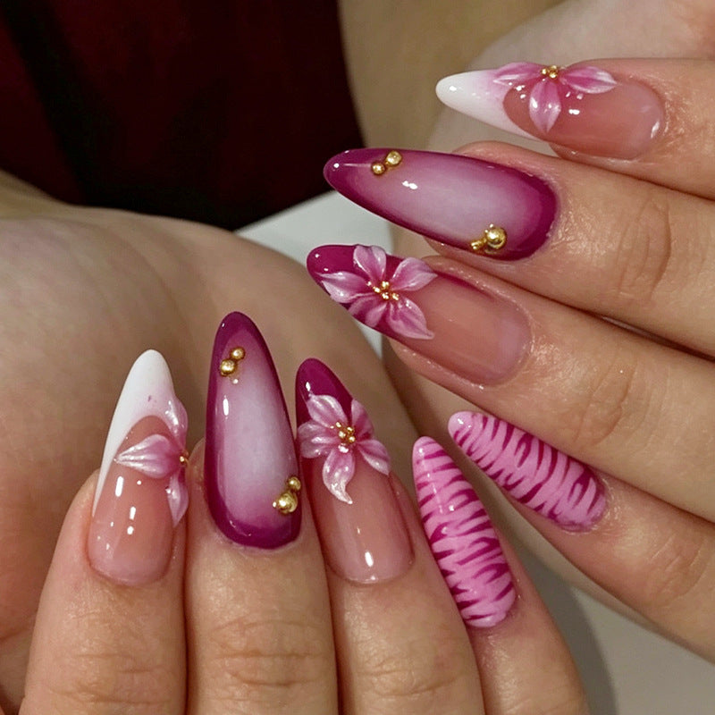 French Tip & 3D Resin French Nails, 24 Pieces – front view