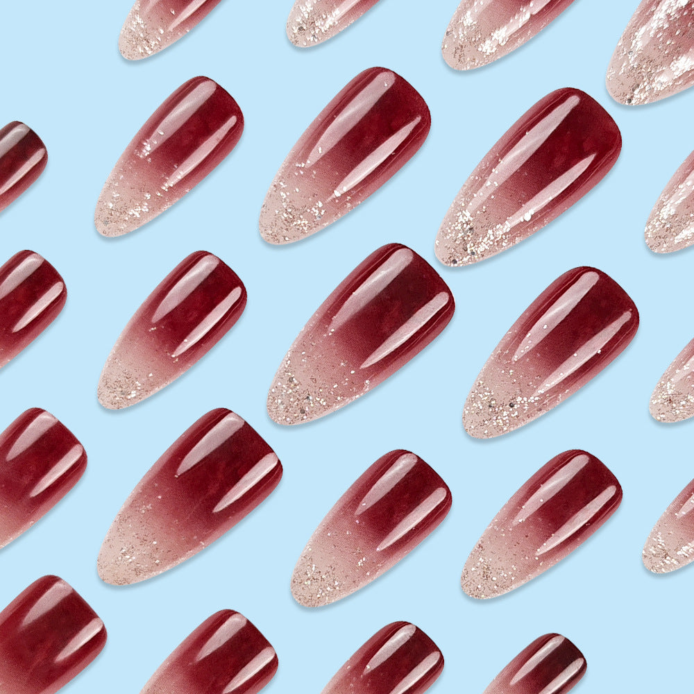 Ombre Gradient & Glitter Ombre Press-On Nails – side angle