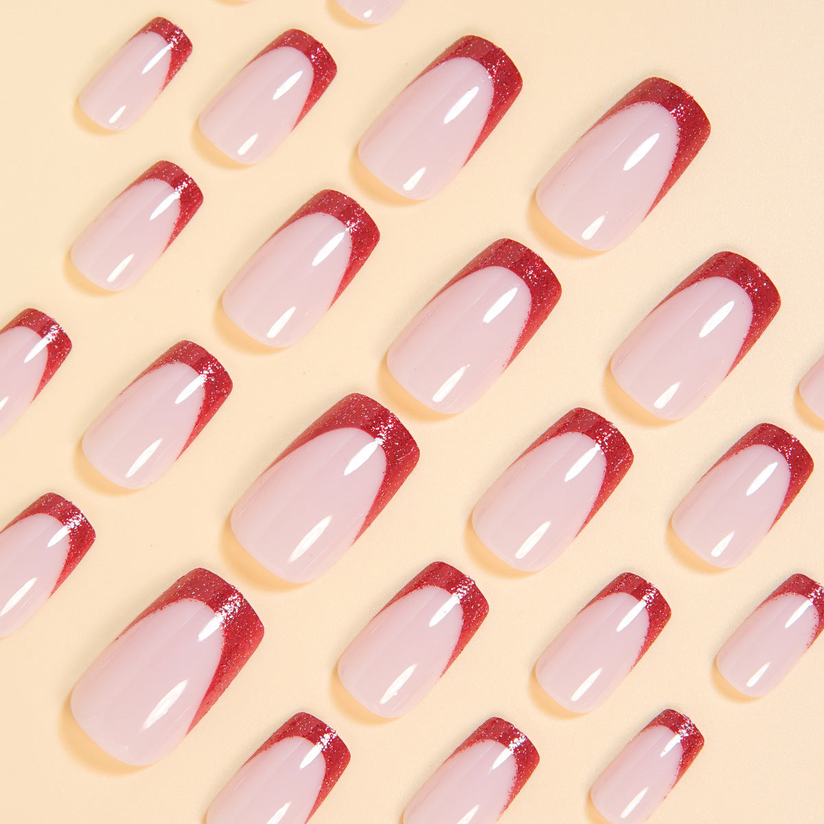 Wine Red & French Tip French Press-On Nails – side angle