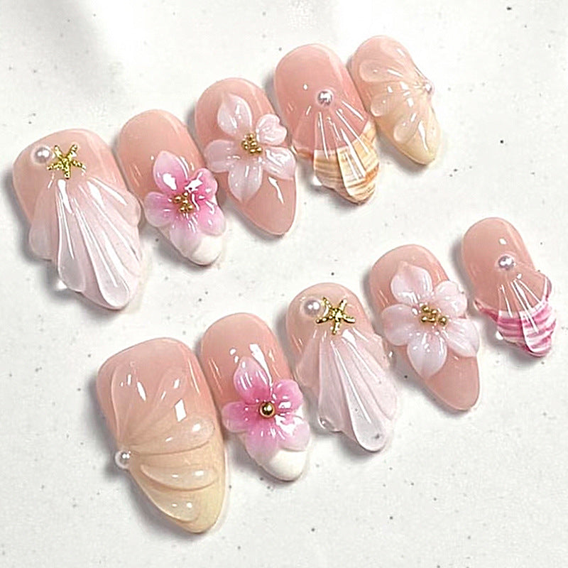 3D Flower & Floral French Press-On Nails – front view