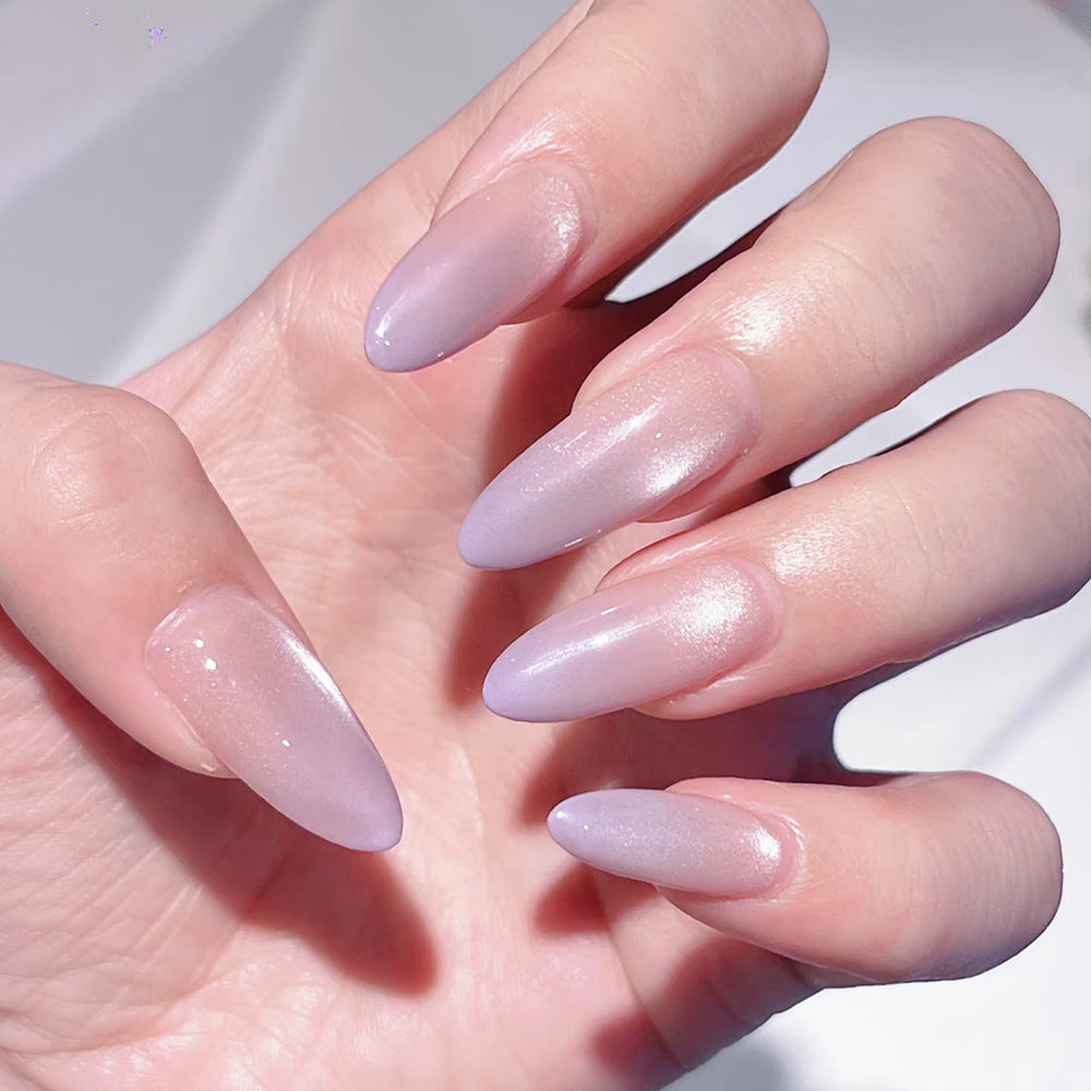 Aurora Shimmer & Cat Eye Press-On Nails – close-up detail
