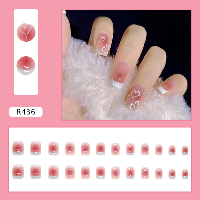 Heart & Crescent Moon Press-On Nails, 24-Piece Set – close-up detail