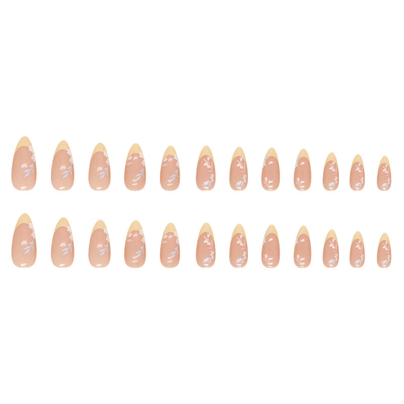Almond French Tip Press-On Nail Set (24 Pieces) – full set laid out