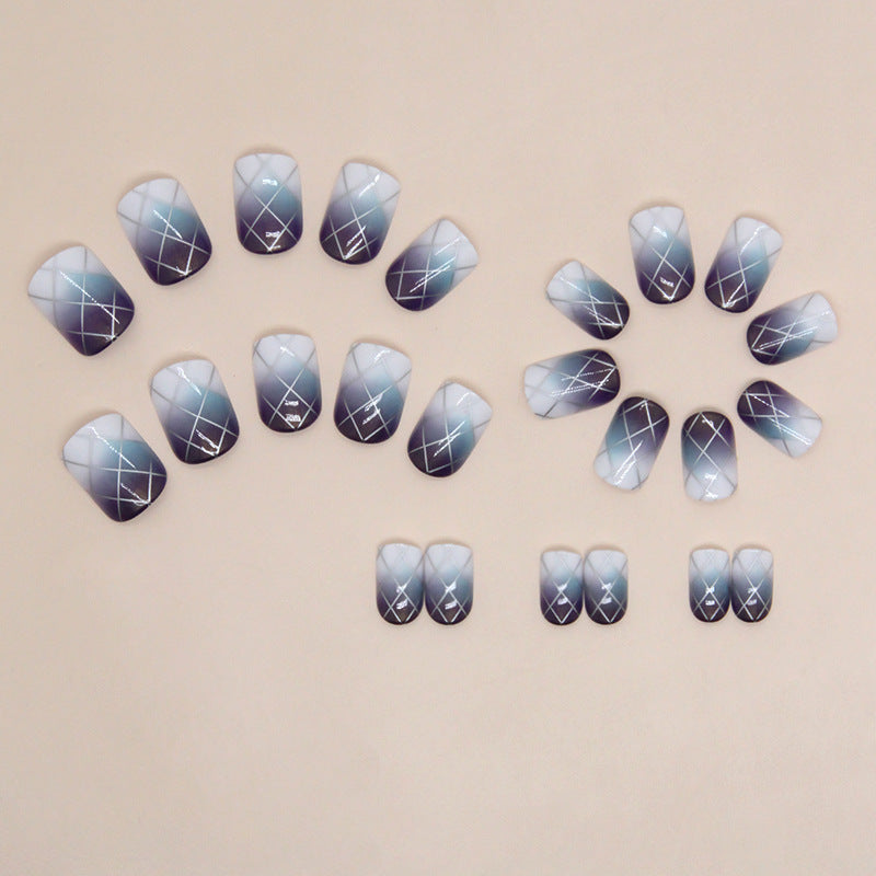 Blossom & Checker Print Press-On Nails, Short Square, 24-Piece Set on hand