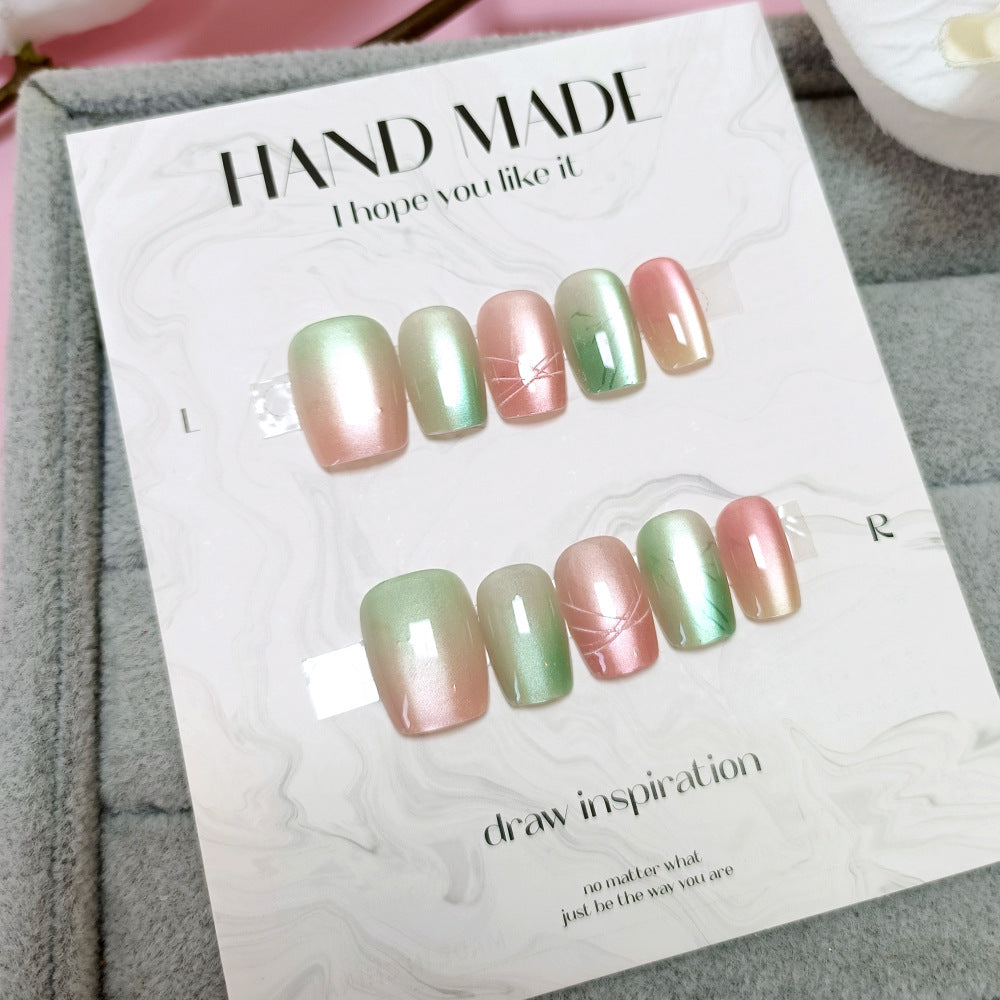 Cat Eye & Ombre Gradient Press-On Nails, 10-Piece Set – front view