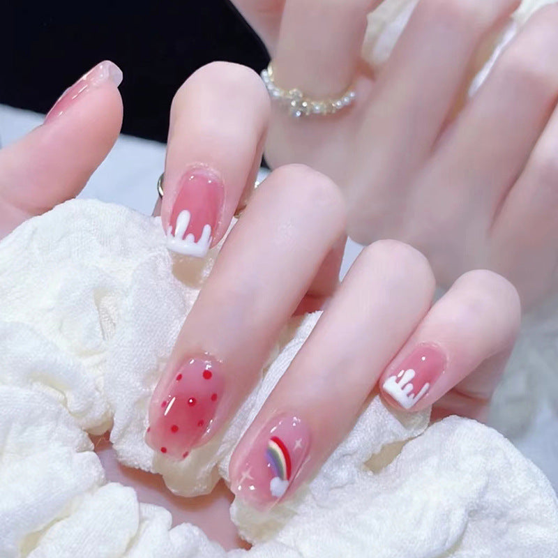Medium Ballerina Rainbow & Blossom Press-On Nail Set (24 Pieces) – front view