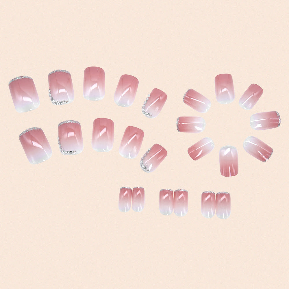 French Tip & Glitter Press-On Nails – side angle