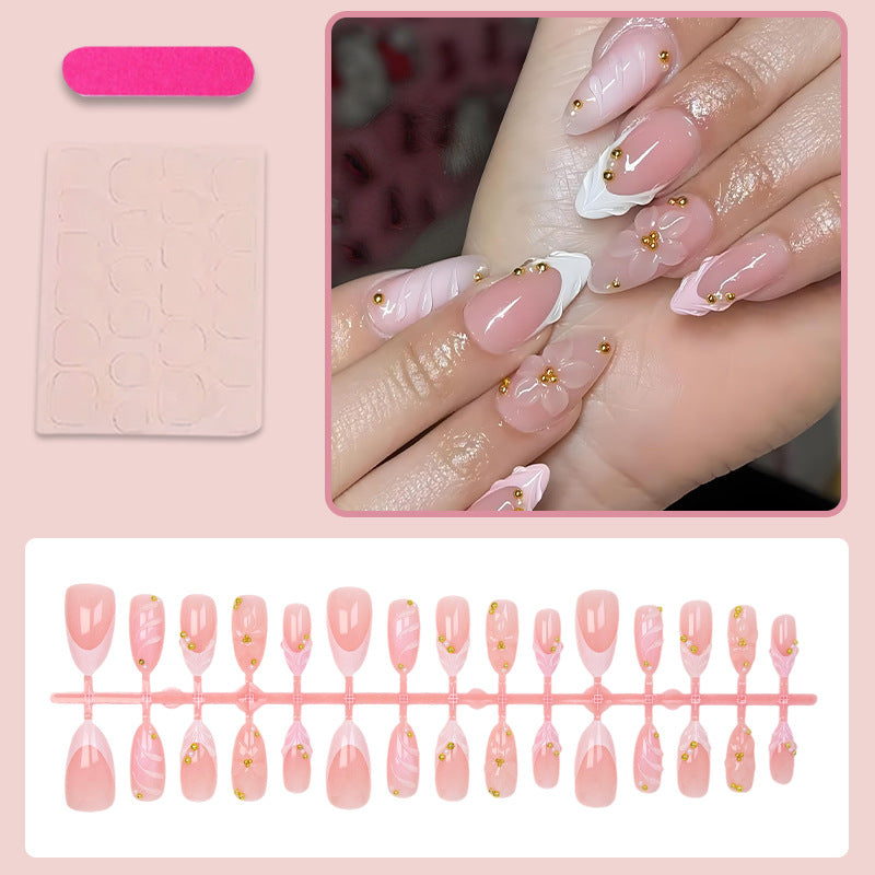 Embossed Texture & Wave Texture Press-On Nail Set (30 Pieces) – side angle