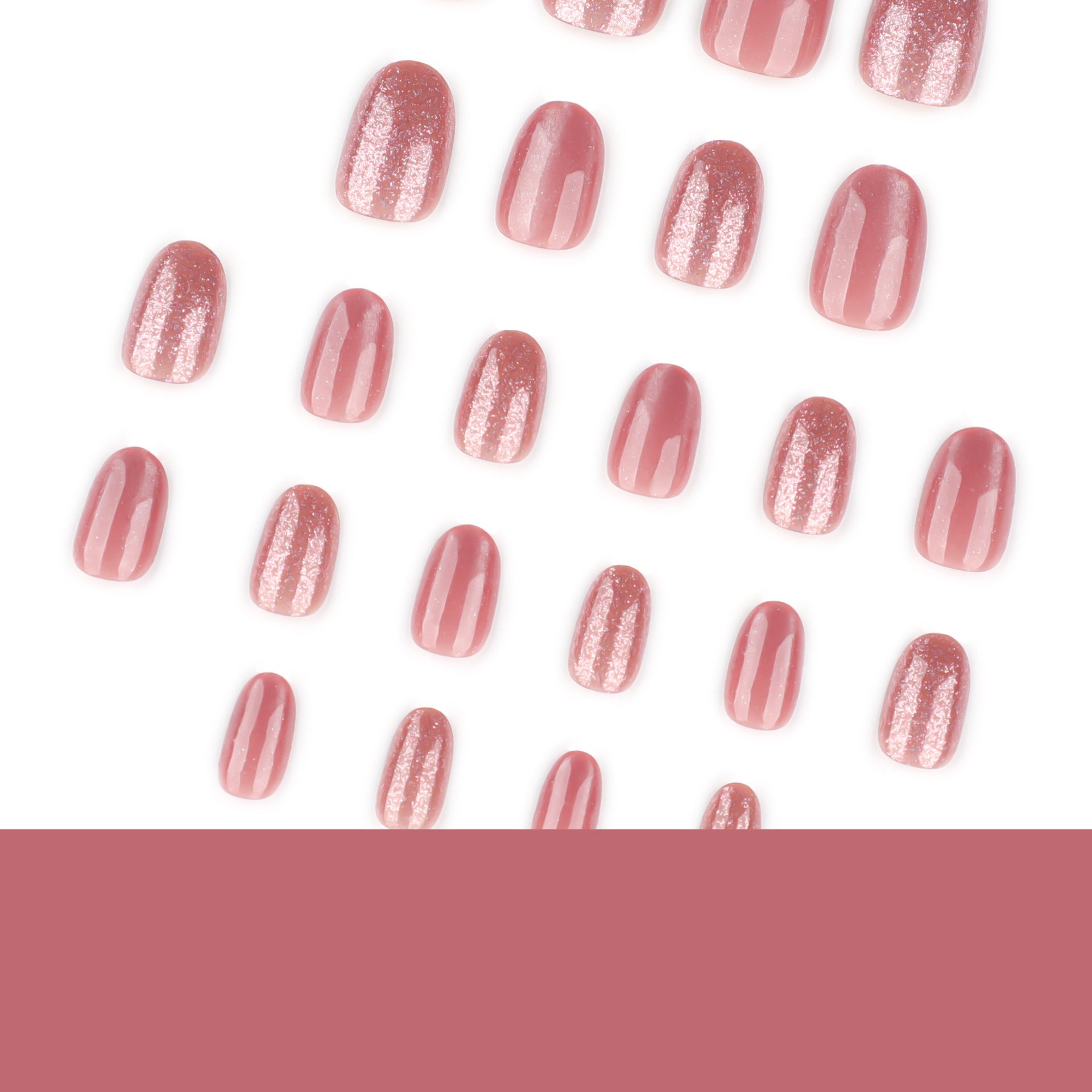 Cat Eye & Glitter Press-On Nails, Short Oval, 24-Piece Set on hand