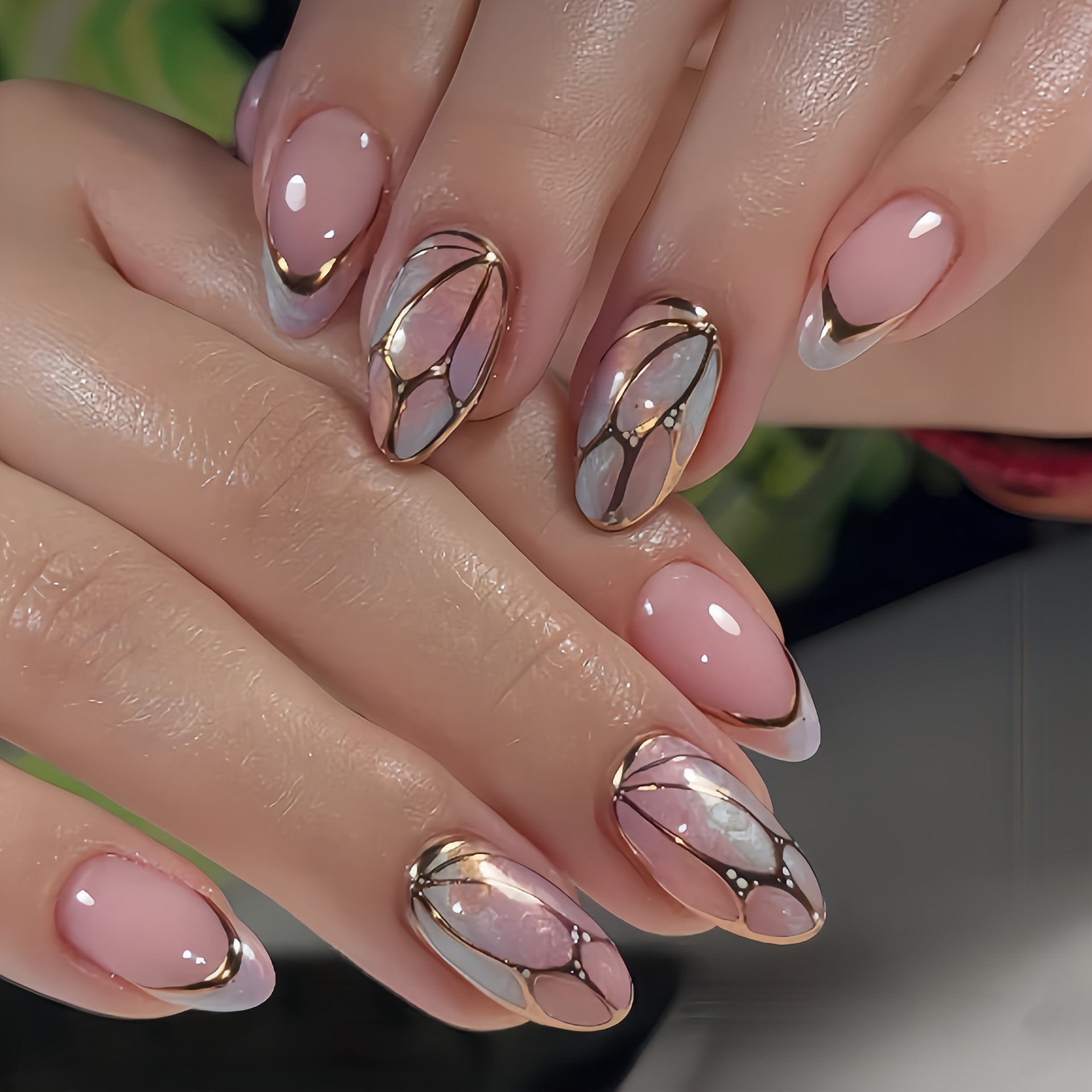 French Tip & Ombre Gradient Press-On Nail Set (24 Pieces) – front view